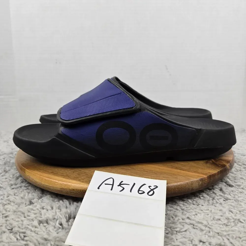 Oofos Mens 14 Ooahh Sport Slide Black Blue Recovery Comfort Lifestyle Sandals